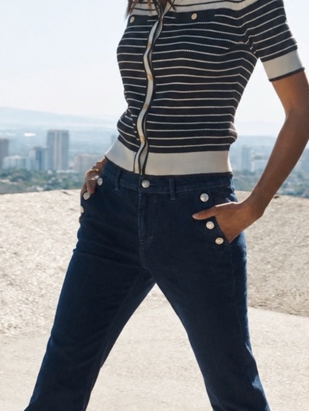 White House Black Market Mariner Coin Crest Denim Blue Jeans The Skinny Flare 2
